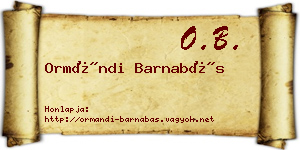 Ormándi Barnabás névjegykártya